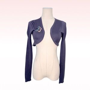 NWT ARDEN B Y2k Purple Beaded Bolero Embellished Bird (Sz S)